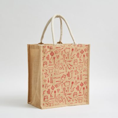 printed natural jute bottle bag for 6 bottles direct from Ethical bags supplier of UK