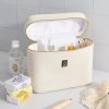 Luxury Small Vanity Case in Natural Fabric | 22 w x 18 h x 9 d cm