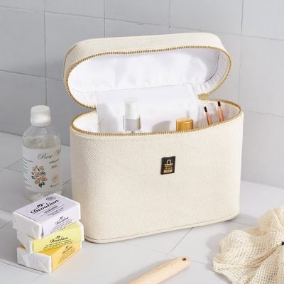 luxury small vanity case in natural fabric