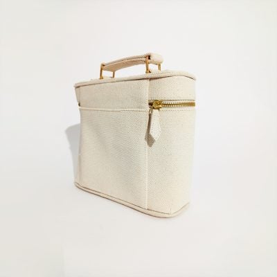 vanity case in thick natural canvas with zipper