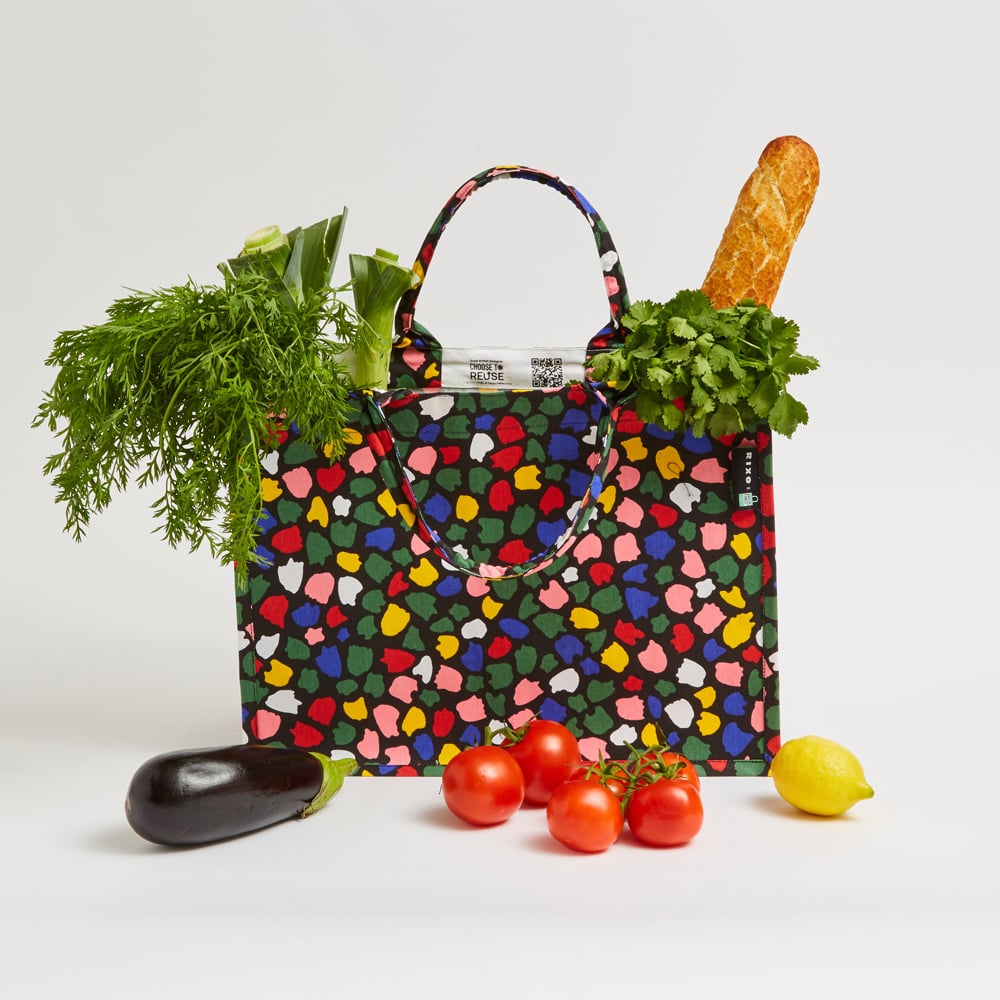 Laminated-designer-shopping-bag-Rixo-Tulip-Black
