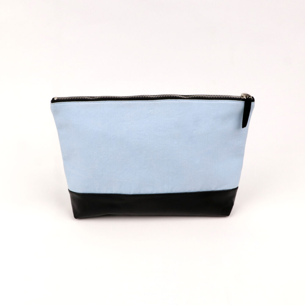 Canvas make-up bag with black leather bottom 2