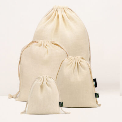 Personalised Muslin Drawstring Bags All In One